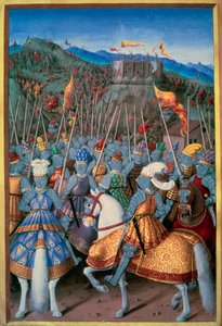 Italian sodat: Kuningas Ludvig XII (1462-1515) hyökkäsi Geeniä vastaan ​​joukkoineen vuonna 1507. Miniatyyri Jean Marot