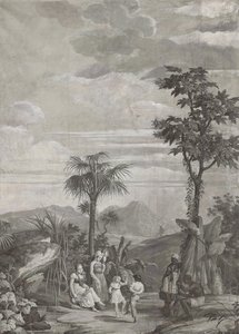 The Children Dance, tapettipaneeli sarjasta "Paul et Virginie", kirjoittaja Dufour & Cie, n. 1823