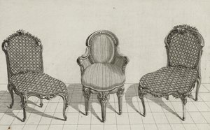 Cane Chair, Cabriolet nojatuoli, Cane Chair, julkaistu 1770-luvun puolivälissä (kaiverrus taidepaperille) tekijältä Jean Charles (after) Delafosse