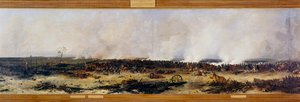 Venäjän kampanja: "" Panoraama Moskovan taistelusta 7.9.1812"". Moskovan taistelu (myös Borodinon taistelu) Napoleon I Bonaparten (1769-1821) ranskalaisten ja Mihail Golenichchev Kutuzovin (Golenishchev) johtaman Venäjän keisarillisen armeijan välillä
