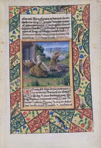 neiti Lat. Q.v.I.126 fol.15 Aadam ja Eeva uurastavat, Louis dOrleansin tuntien kirjasta, 1490 tekijältä Jean Colombe