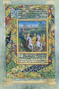 neiti Lat. Q.v.I.126 fol.28v Israelilaisten armeija, Louis dOrleansin tuntikirjasta, 1490 tekijältä Jean Colombe