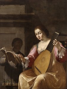 Nainen soittamassa luuttua, 1638