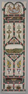 Verdures du Vatican, n. 1799 (kudottu silkki- ja metallilanka brodeerauksella)   Päivämäärä: n. 1799 Medium: kudottu silkki- ja metallilanka, jossa silkki- ja chenillekirjonta tekijältä Jean Desmosthene Dugourc