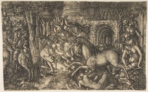 Yksisarvisen jahtaamaa kuningas, Yksisarvinen-sarjasta, n. 1555. tekijältä Jean Duvet