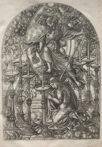 Apokalypsi: Pyhä Johannes näkee seitsemän kultaista kynttilänjalkaa, 1546-1556. tekijältä Jean Duvet