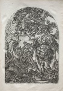 Apokalypsi: Pyhä Mikael ja lohikäärme, 1546-1556. tekijältä Jean Duvet