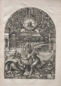 Apokalypsi: Enkeli näyttää Pyhän Johanneksen elävän veden lähdettä, 1546-1556. tekijältä Jean Duvet
