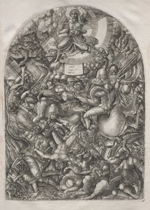 Apokalypsi: Enkeli auringossa kutsumassa petolintuja, 1546-1556. tekijältä Jean Duvet