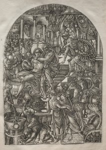Apokalypsi: Pyhän Johannes Evankelistan marttyyrikuolema, 1546-1556. tekijältä Jean Duvet