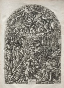 Apokalypsi: Aurinkoon pukeutunut nainen, 1546-1556. tekijältä Jean Duvet