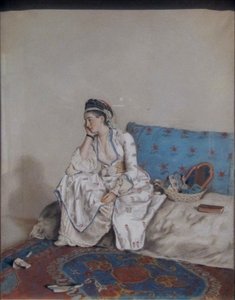 Mietiskelevä nainen sohvalla tekijältä Jean Étienne Liotard