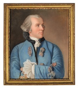 Philibert Cramerin muotokuva (pastelli siniselle paperille, kiinnitetty kankaalle) tekijältä Jean Étienne Liotard