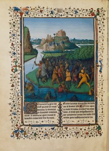 Makkabien taistelu Bakkidia vastaan, miniatyyri Ms fr 247 folio 270 tekijältä Jean Fouquet
