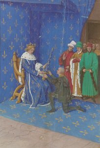 Jean Fouquet - Verkkomiekan luovutus Bertrand Duguesclinille - Illuminaatio (1400-luku) tekijältä Jean Fouquet
