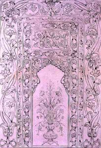 Tile Panel from the Blue Mosque, Tabriz, Persia, Art and Industry, julkaisija Delatre, Paris tekijältä Jean Francois (after) Albanis de Beaumont