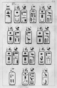 Ranskan suurlähettiläälle Pierre de Blacas dAulpsille osoitettu kirje Torinon kuninkaallisesta egyptiläisen taiteen museosta, kopio XVIII dynastian kuninkaallisista cartusseista (kirje 1, 1) 1824 (kynä ja muste s.