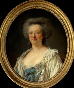 Madame Geoffrinin (Marie-Therese Rodet) (Marie Therese) (1699-1777) muotokuva Jean Francois Colsonin (1733-1803) maalaus 1757 Aurinko 0,7x0,6 m Pariisi, Musee Carnavalet
