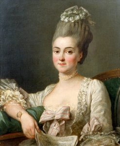 Muotokuva Lady pitelee nuottiarkki