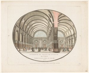 Pariisin oikeuspalatsin sisätilat Interior du Palais de Justice de Paris (otsikko esineessä) tekijältä Jean Francois Janinet
