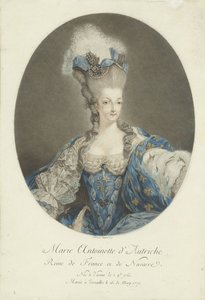 Muotokuva Marie Antoinettesta Marie Antoinette Itävallasta, Ranskan ja Navarran kuningatar (otsikko esineessä) tekijältä Jean Francois Janinet