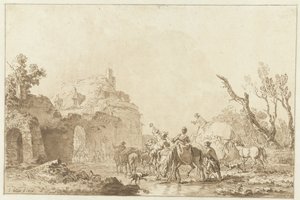Matkustajat portilla palkka tekijältä Jean Francois Janinet