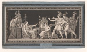 Tarquinius ja hänen pyörivä vaimonsa Lucretia La vertu de Lucréce (otsikko esineessä)