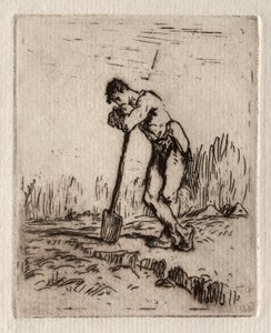 Mies nojaa lapioon tekijältä Jean Francois Millet