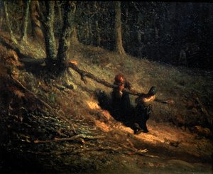 Talonpoikatytöt sivistyspuun kanssa Les Charbonnieres, n. 1852 tekijältä Jean Francois Millet