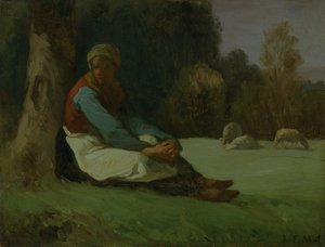 "Istuva paimentar", 1850-luku tekijältä Jean Francois Millet