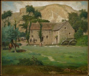 Maatilatalo, n. 1867-1869 (pastelli kudottupaperille, asetettu laudalle) tekijältä Jean Francois Millet