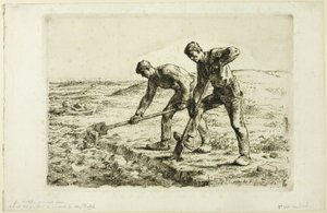 Kaksi miestä kaivamassa tekijältä Jean Francois Millet