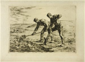 Kaksi miestä kaivamassa tekijältä Jean Francois Millet