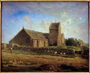 Näkymä Grevillen kirkolle Jean Francois Milletin (1814-1875) maalaus 1871 su. 0,6x0,73 m Pariisi, musee d
