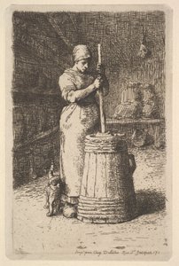 Nainen murskaa voita, 1855-56. tekijältä Jean Francois Millet