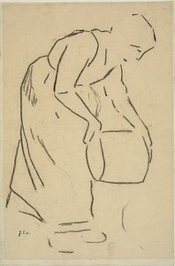 Nainen tyhjentämässä sankoa tekijältä Jean Francois Millet