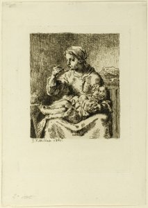 Nainen ruokkimassa lastaan tekijältä Jean Francois Millet