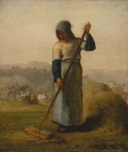 Nainen haravan kanssa, luultavasti 1856-57. tekijältä Jean Francois Millet