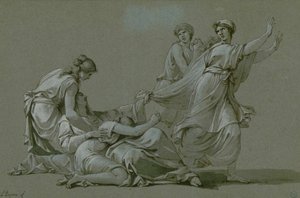 Ateenan nuoret miehet ja neitsyt uhrataan Minotauruksen uhriksi, noin 1778.