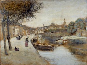Canal in Quimperle Jean Francois Raffaellin (1850-1924) maalaus, 1900-luku. Le Havren taidemuseo