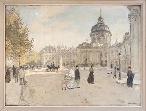 Institut de France Pariisissa noin 1898, Jean Francois Raffaellin (1850-1924) maalaus. Valokuvaus, KIM Youngtae, Pariisi, Musee Carnavalet. tekijältä Jean Francois Raffaelli