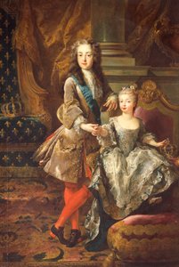 Muotokuva Ranskan Ludvig XV:stä (Versailles 1710-1774) espanjalaisen Mariana Victorian, Espanjan Infantan (Madrid) kanssa