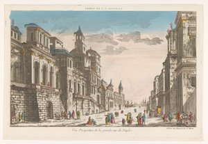Näkymä kadulle kohti merta Napolissa La grande rue de Naples (otsikko esineessä)