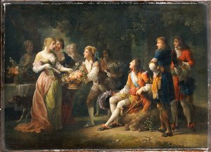 Ranskalainen Louis XIV julistaa rakkautensa Louise de la Vallierea kohtaan