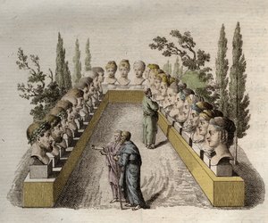 Fysiognomia - Fysiognomia - Useita filosofeja, jotka tarkkailevat ja pyrkivät tunkeutumaan erilaisiin fysiognomioihin - kaiverrus vuodelta 1808 Johann Gaspar (Gaspard) Lavaterin (1741-1801) teokseen "Ihmisten tuntemisen taide fysiognomian kautta" - 1806 tekijältä Jean Gaspard Lavater