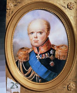 Venäjän suurruhtinas Konstantin Pavlovichin muotokuva (1779-1831) (Venäjän suurruhtinas Konstantin Pavlovitšin muotokuva). Jean Henri Bennerin (1776-1836) maalaus. Akvarelli paperille tekijältä Jean Henri Benner
