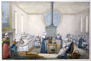 Lapset löydetty (orpokoti) - Marletin litografia, 1800-luvun loppu tekijältä Jean Henri Marlet