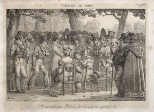 Pariisin kohtaukset: Promenade in Tuileries. Mitä he katsovat? tekijältä Jean Henri Marlet