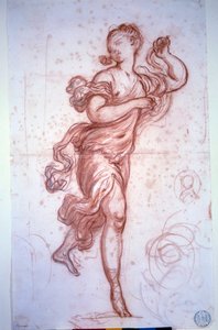 Jean Honore Fragonardin antiikkipiirustus a la sanguine pukeutunut tanssija tekijältä Jean Honore Fragonard