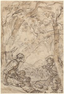 Don Quijote ja Sancho Panza todistavat hyökkäystä Rocinanteen tekijältä Jean Honore Fragonard